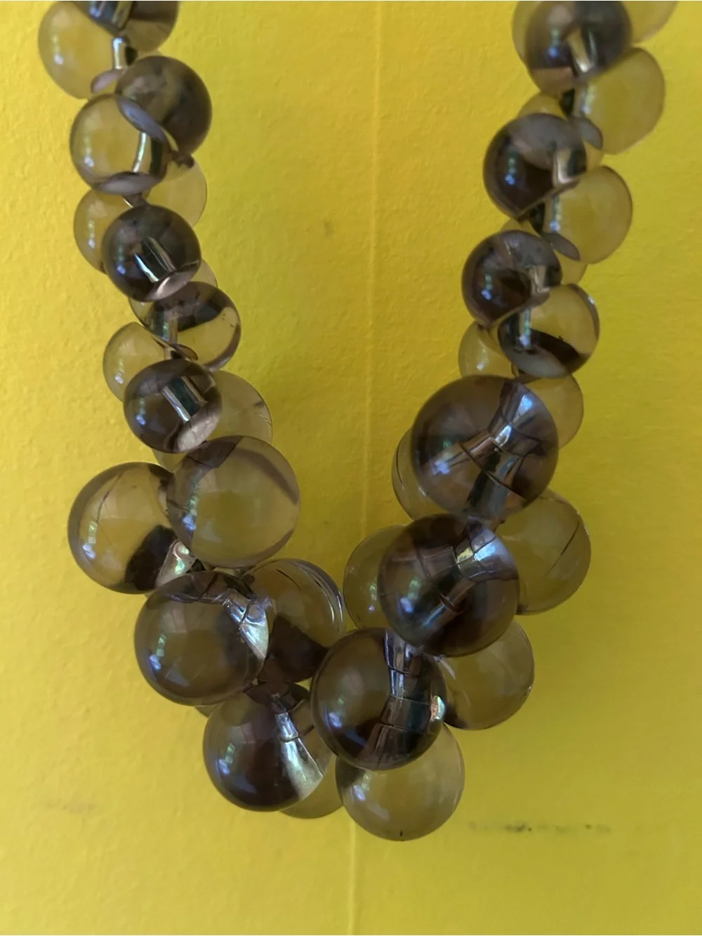 Vintage C1946  Long Black & Smoke Beaded Necklace - Women Jewelry